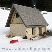 Ski pulka, traversée Vercors, refuge Carrette