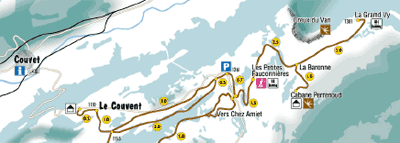 plan des pistes de ski de fond du Jura